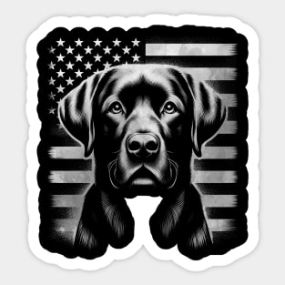 Patriotic USA Flag Black Labrador gift for Lab Owners Sticker